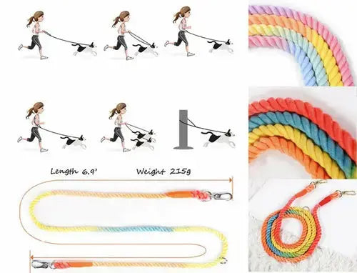 HANDS FREE DOG ROPE LEASH - OMBRE LIGHT PURPLE CobraDobra