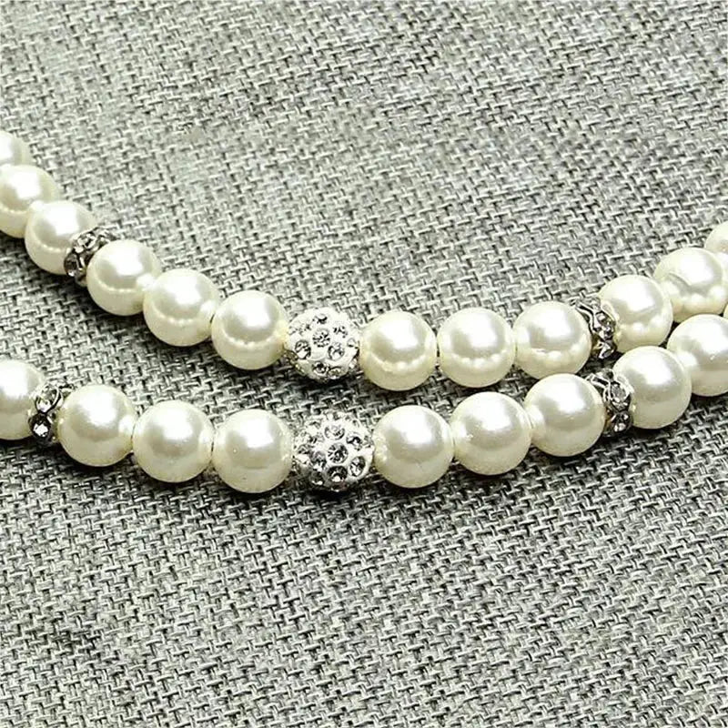 Luxury White Imitation Pearls Diamond Ball Pet Dog Chain Leash Walking Jogging Leads Leashes For Small Medium Size Dog Cat Lead CobraDobra