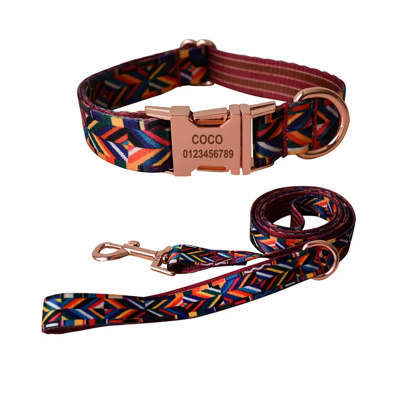 Ethnic style dog collar and leash set for Dogs Custom