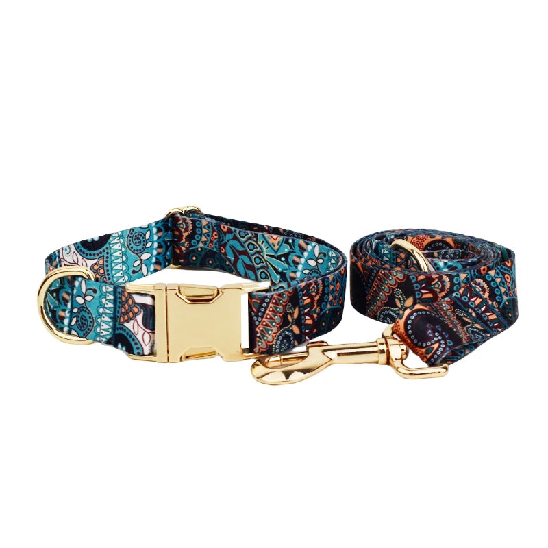 Ethnic style dog collar and leash set for Dogs Custom