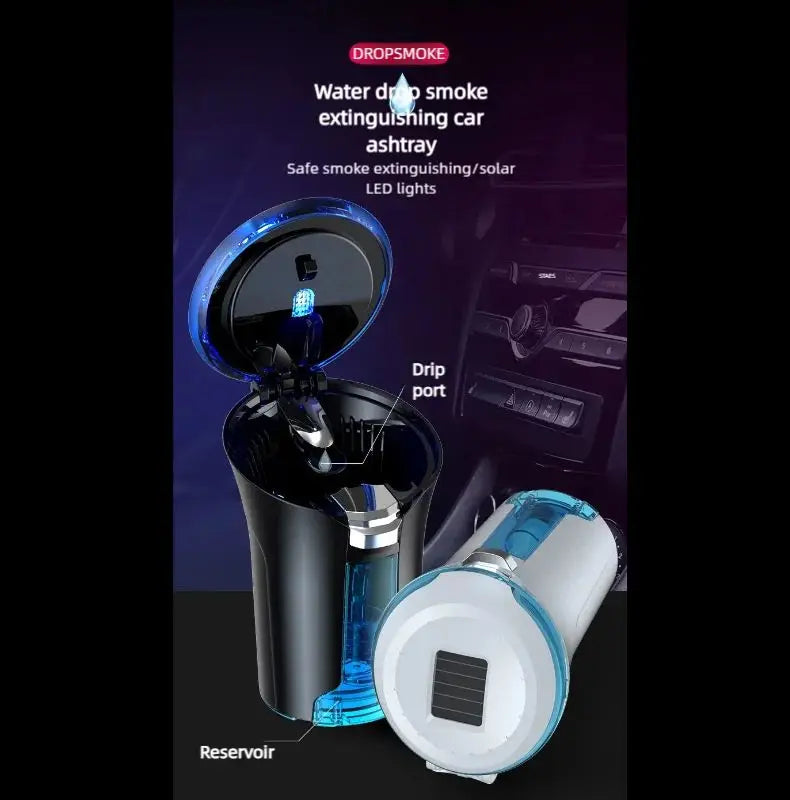 Self-Extinguishing Water-Dripping LED Car Ashtray