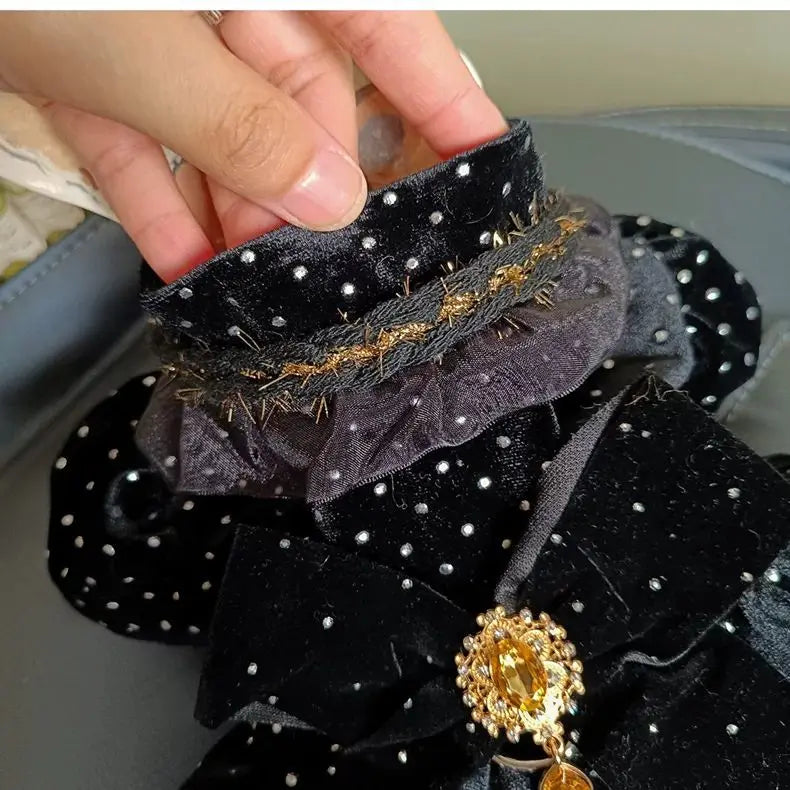Dog Dress - Velvet Black Gold Fashion Clothing