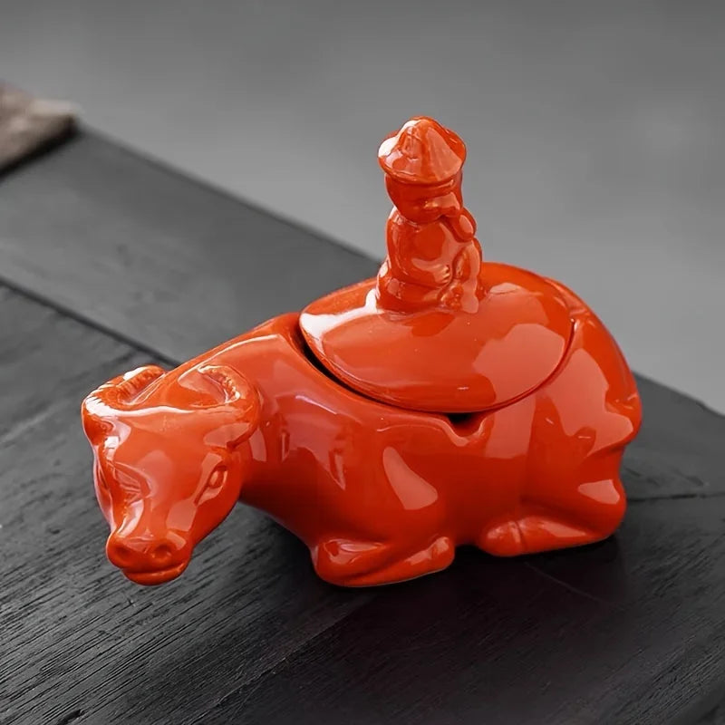 Cute Crab Ceramic Ashtray With Lid Anti Fly Ash Cigar