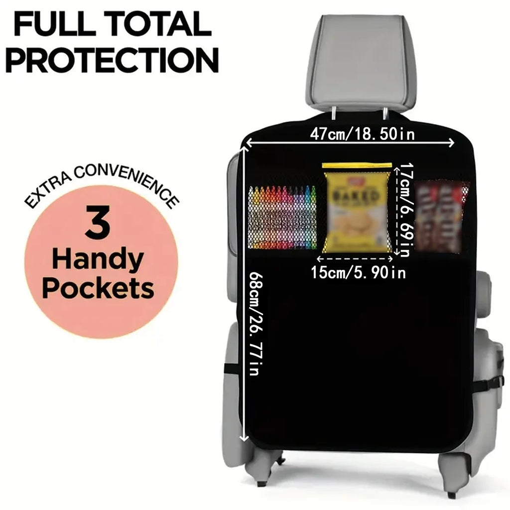Car rear seat cover with 3 pocket storage pockets
