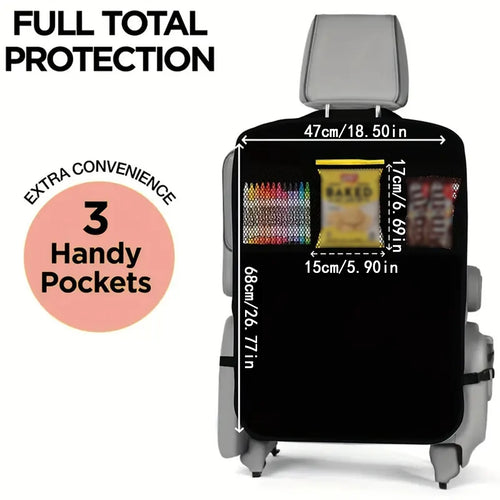 Car rear seat cover with 3 pocket storage pockets
