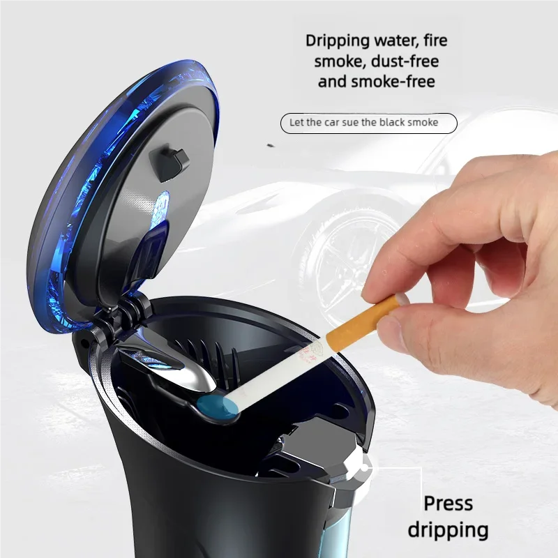 Self-Extinguishing Water-Dripping LED Car Ashtray