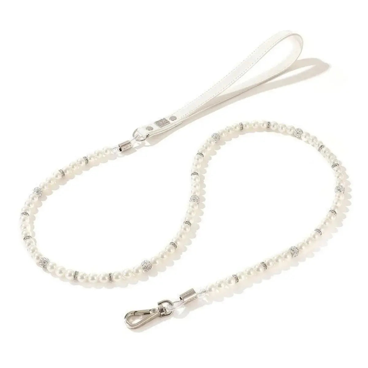 Luxury White Imitation Pearls Diamond Ball Pet Dog Chain Leash Walking Jogging Leads Leashes For Small Medium Size Dog Cat Lead CobraDobra
