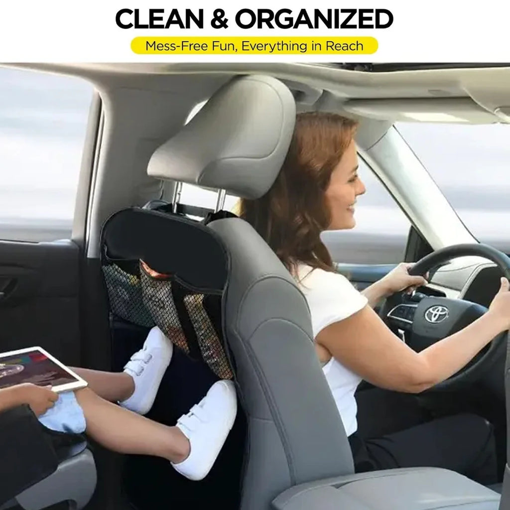 Car rear seat cover with 3 pocket storage pockets