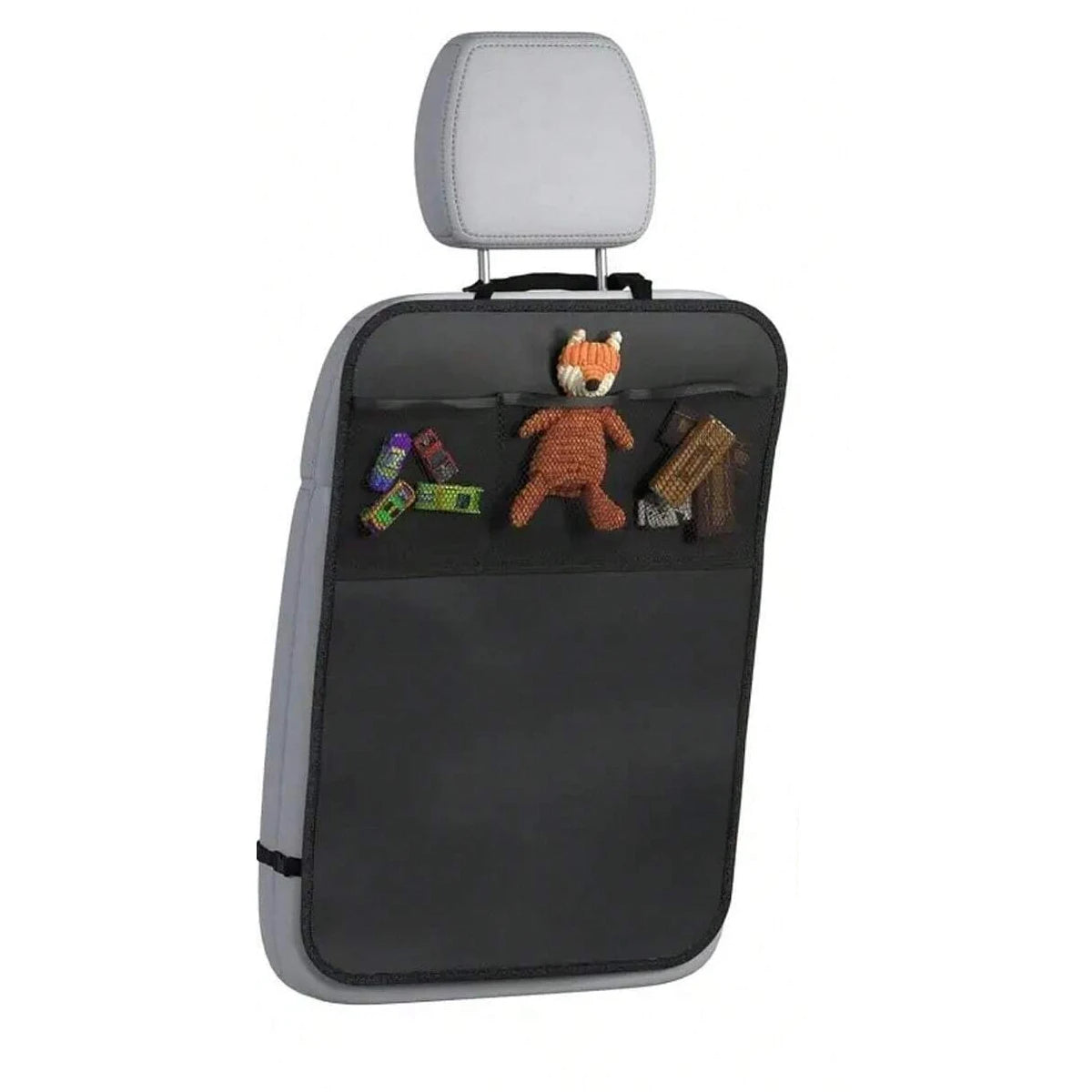 Car rear seat cover with 3 pocket storage pockets