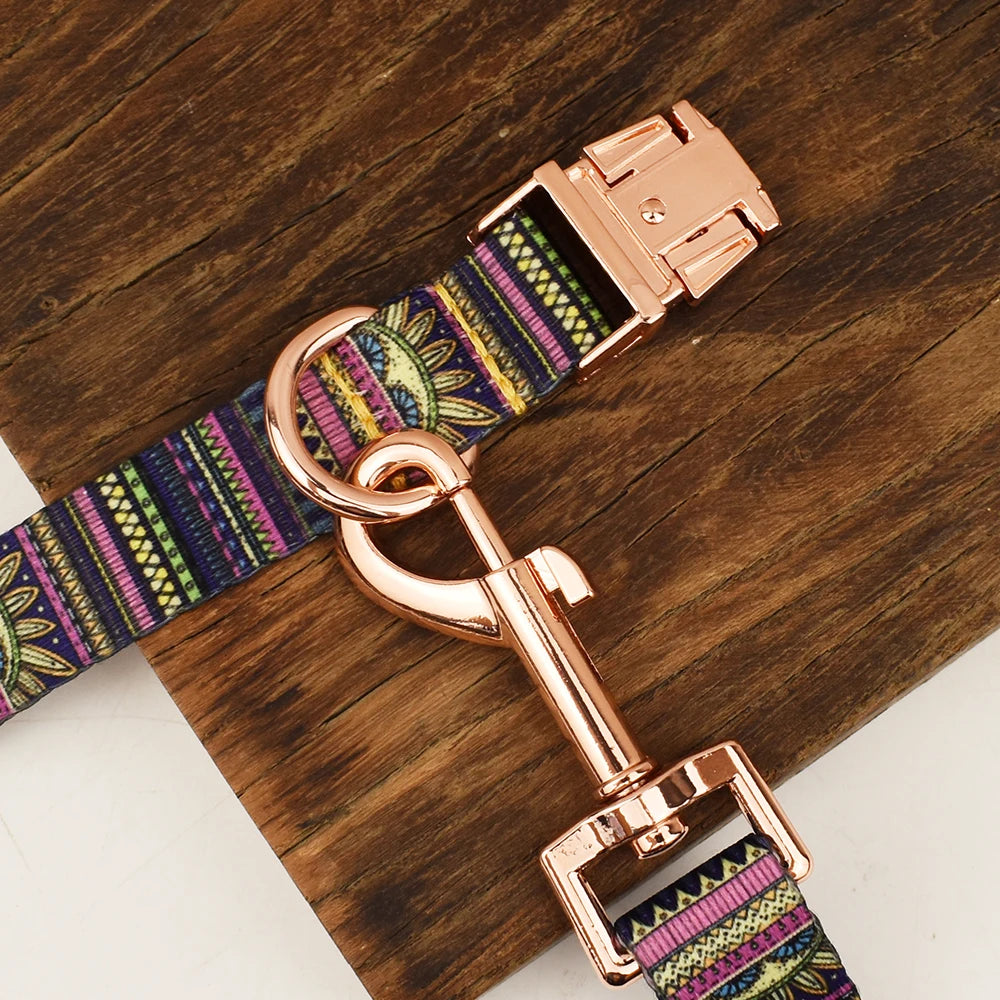 Ethnic style dog collar and leash set for Dogs Custom