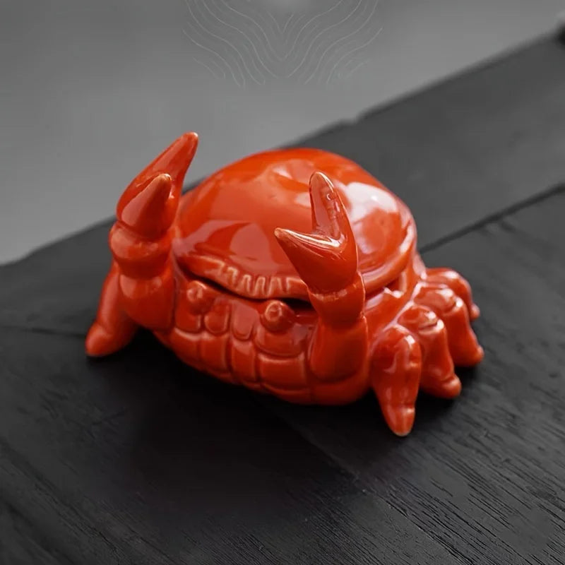 Cute Crab Ceramic Ashtray With Lid Anti Fly Ash Cigar