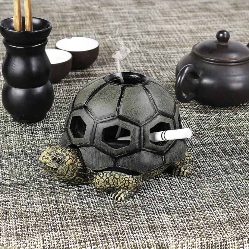 Cute Turtle Outdoor Ashtray for Cigarettes, Windproof Ash Tray Decor for Home Office Indoor and Outdoor