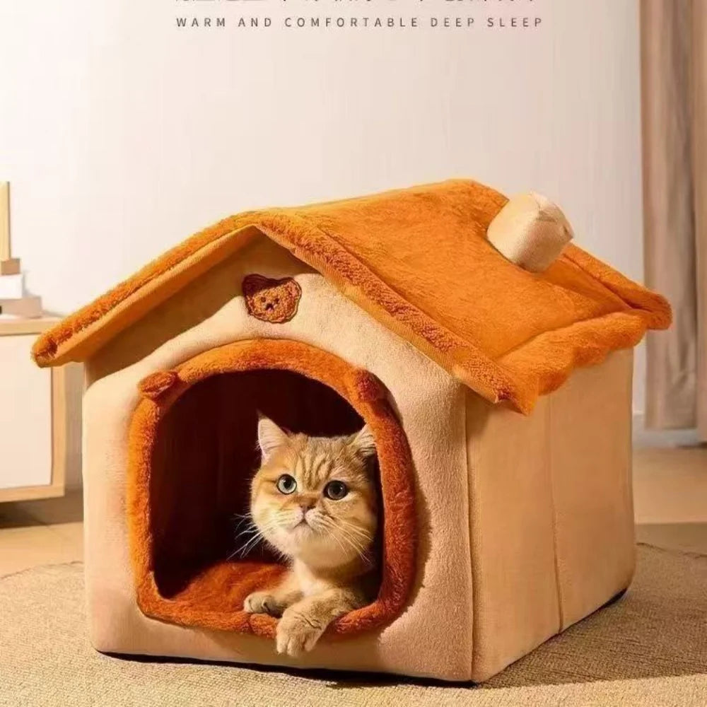 All Season Dog House Style Bed - Removable Washable