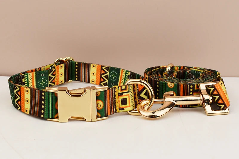 Ethnic style dog collar and leash set for Dogs Custom