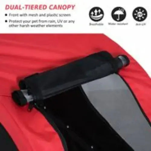 PawHut Foldable Pet Bike Trailer Dog Cat Travel Bicycle Carrier, Red CobraDobra