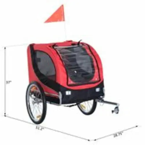 PawHut Foldable Pet Bike Trailer Dog Cat Travel Bicycle Carrier, Red CobraDobra